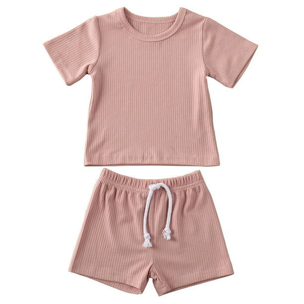 2PCS Toddler Kids Baby Girl Outfits T-shirt Tops+Shorts Pants Casual Clothes Set